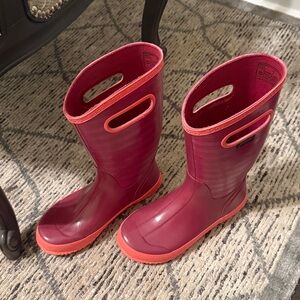 Bogs Pink and Red Striped Waterproof Boots
